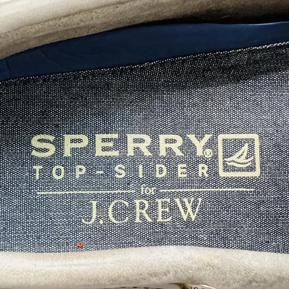 Sperry Shoes Mens 9.5 Gray Leather Top Sider J Crew Boat Moc Toe Casual Comfort